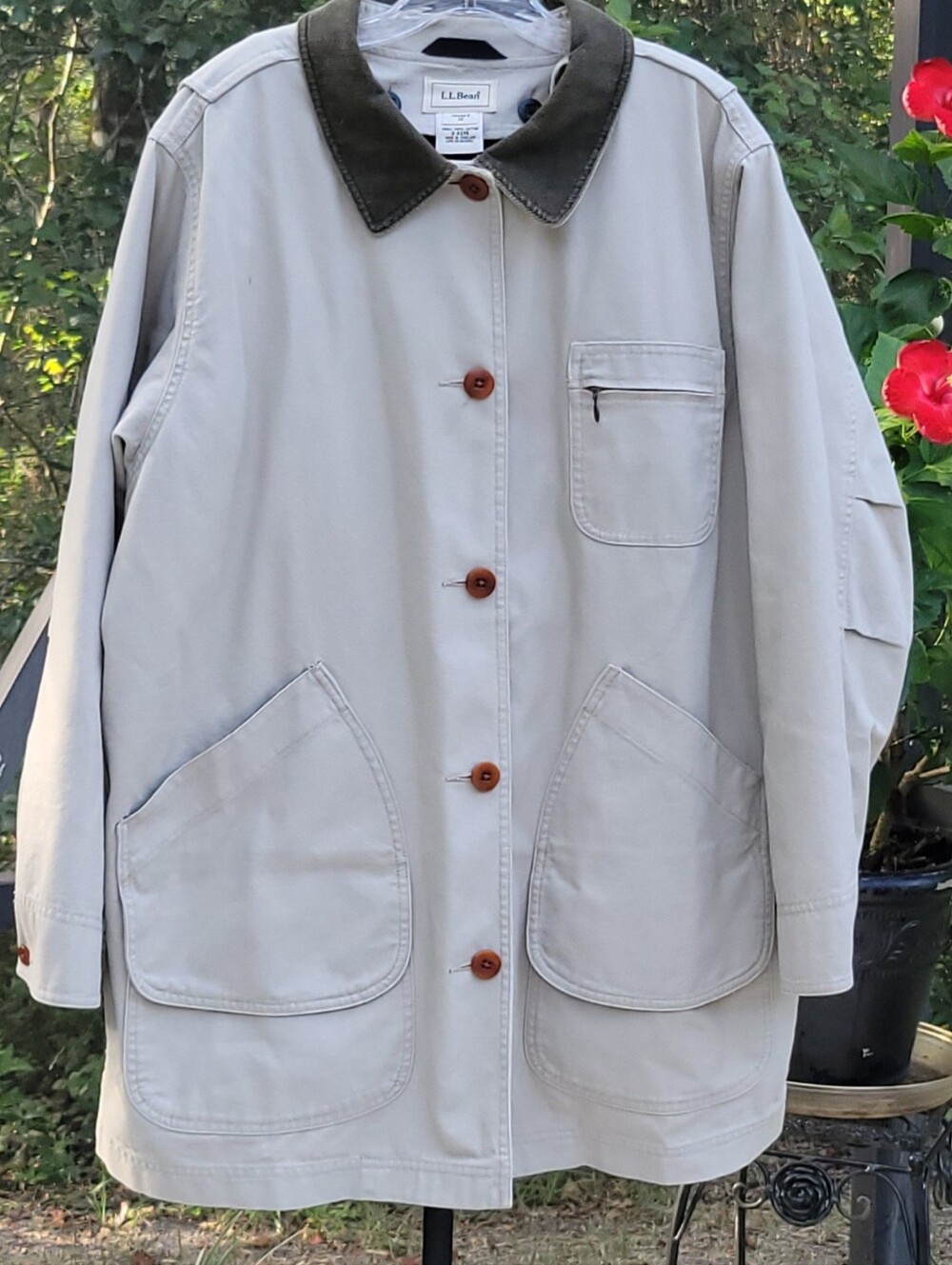Vtg L.L.Bean Barn Coat Women's 1X PrimaLoft Zip Out Liner Canvas Field Jacket